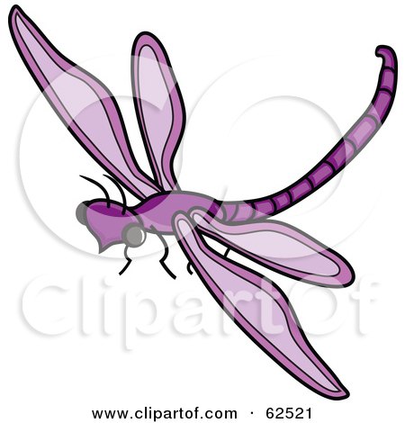 Royalty-Free (RF) Clipart Illustration of a Flying Purple Dragonfly - Version 2 by Pams Clipart
