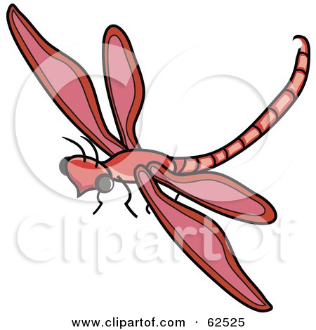 Royalty-Free (RF) Clipart Illustration of a Flying Red Dragonfly - Version 2 by Pams Clipart