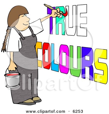 Female Painter Painting True Colours on a Wall Clipart Picture by djart