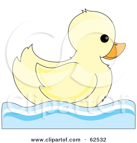 Royalty-Free (RF) Clipart Illustration of a Cute Swimming Pale Yellow Ducky In Profile by Pams Clipart