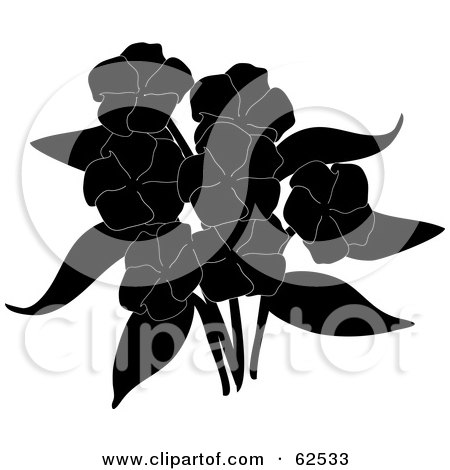 Royalty-Free (RF) Clipart Illustration of a Bouquet Of Black Silhouette Phlox Flowers by Pams Clipart
