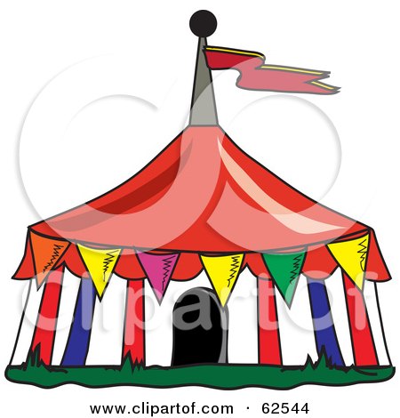 Royalty-Free (RF) Clipart Illustration of Colorful Flags Around A Big Top Circus Tent by Pams Clipart