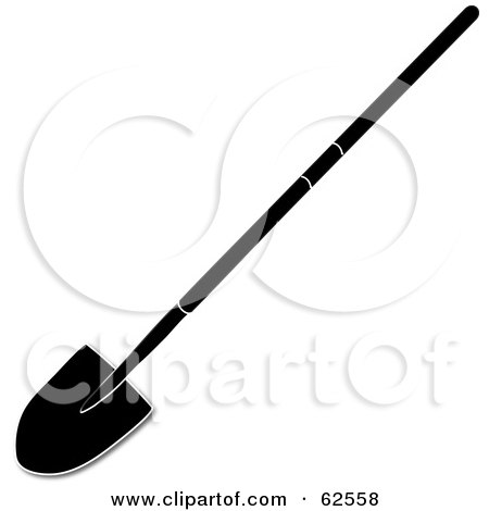 Royalty-Free (RF) Clipart Illustration of a Black Silhouetted Garden Shovel Tool by Pams Clipart