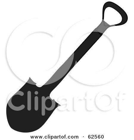 Royalty-Free (RF) Clipart Illustration of a Black And White Shovel Silhouette by Pams Clipart