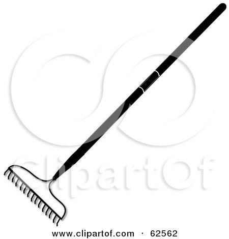 Royalty-Free (RF) Clipart Illustration of a Black Metal Garden Rake by Pams Clipart