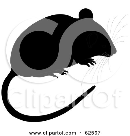 Royalty-Free (RF) Clipart Illustration of a Cute Black Mouse With A Long Tail And Whiskers by Pams Clipart