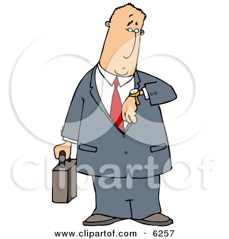 Businessman Checking Time On His Wristwatch - Royalty-free Clipart Illustration by djart