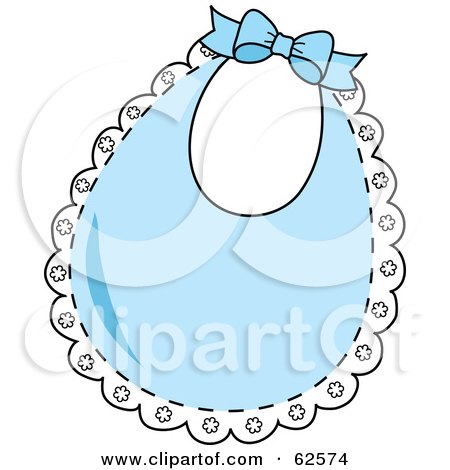 Royalty-Free (RF) Clipart Illustration of a Lacy Blue Baby Bib With A Bow by Pams Clipart
