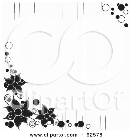 Royalty-Free (RF) Clipart Illustration of a White Background With Black Flower Corners And Lines by Pams Clipart