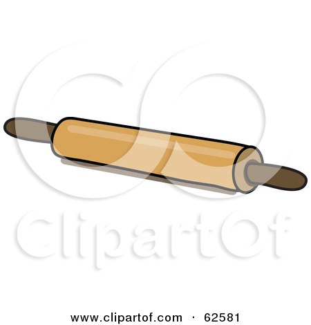 Royalty-Free (RF) Clipart Illustration of a Wood Kitchen Rolling Pin by Pams Clipart