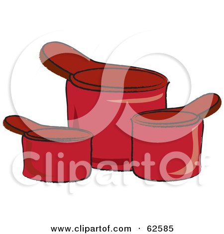 Royalty-Free (RF) Clipart Illustration of Three Red Kitchen Measuring Cups by Pams Clipart