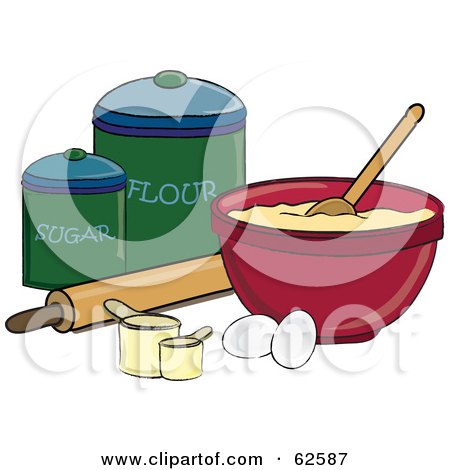 Royalty-Free (RF) Clipart Illustration of a Bowl Of Dough With Cooking ...