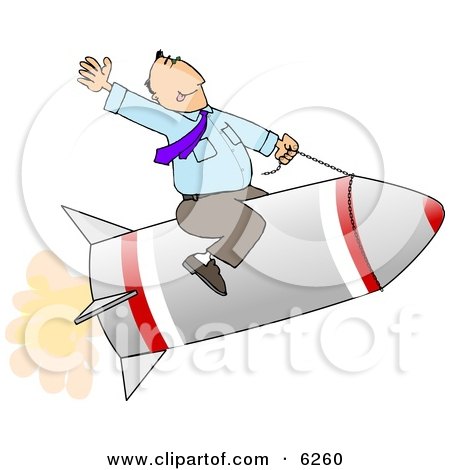 Businessman Flying On a Rocket - Royalty-free Concept Clipart Illustration by djart