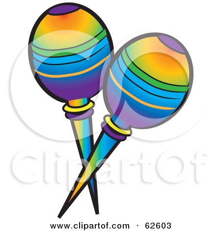 Royalty-Free (RF) Clipart Illustration of Rainbow Colored Mexican Maracas by Pams Clipart