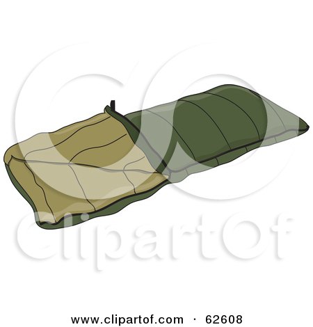 Royalty-Free (RF) Clipart Illustration of a Green Camping Sleeping Bag by Pams Clipart