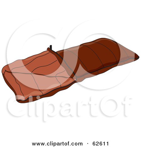 Royalty-Free (RF) Clipart Illustration of a Brown Camping Sleeping Bag by Pams Clipart