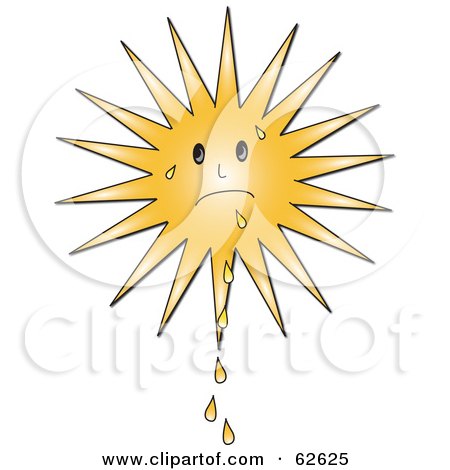 Royalty-Free (RF) Clipart Illustration of a Hot Summer Sun Dripping Sweat by Pams Clipart