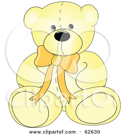 Royalty-Free (RF) Clipart Illustration of a Cute Yellow Teddy Bear With A Neck Bow by Pams Clipart