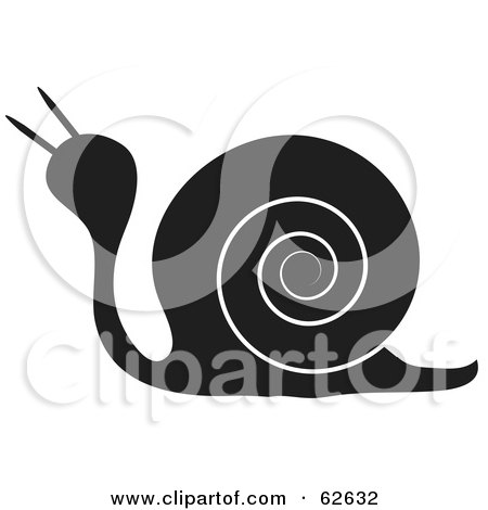 Royalty-Free (RF) Clipart Illustration of a Black And White Spiral Snail by Pams Clipart