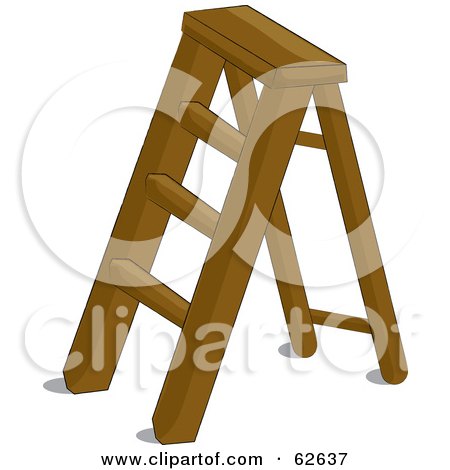 Royalty-Free (RF) Clipart Illustration of a Short Four Step Wooden Ladder by Pams Clipart