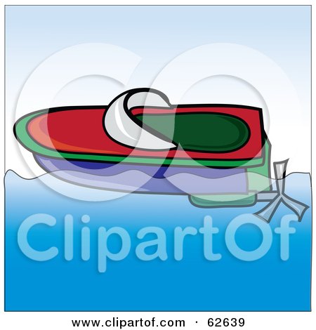 Royalty-Free (RF) Clipart Illustration of a Red, Green And Blue Floating Toy Boat by Pams Clipart