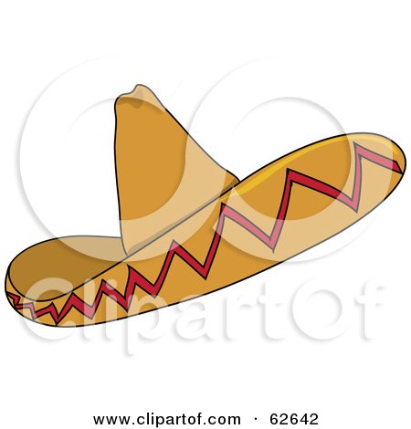 Royalty-Free (RF) Clipart Illustration of a Sombrero Hat With Red Trim Designs by Pams Clipart