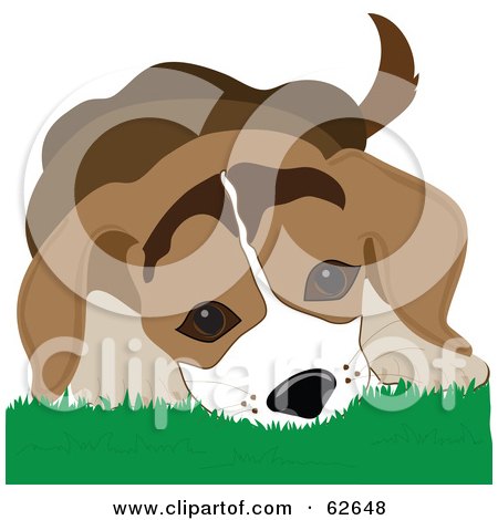 Royalty-Free (RF) Clipart Illustration of a Cute Beagle Puppy In Grass by Pams Clipart