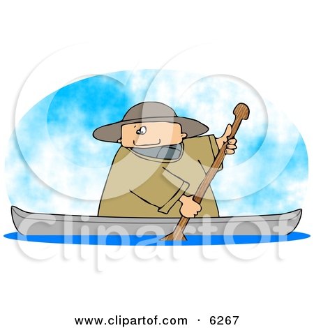 Man Rowing a Boat on a Lake Clipart Picture by djart