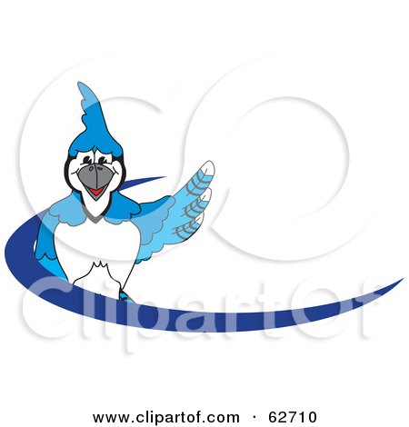 Royalty-Free (RF) Clipart Illustration of a Blue Jay Character School Mascot Blue Dash Logo by Toons4Biz
