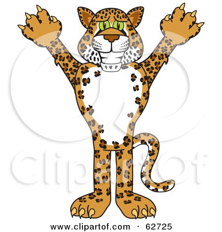 Royalty-Free (RF) Clipart Illustration of a Cheetah, Jaguar or Leopard Character School Mascot by Mascot Junction