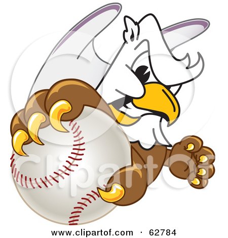 Royalty-Free (RF) Clipart Illustration of a Griffin Character School Mascot Grabbing a Baseball by Toons4Biz