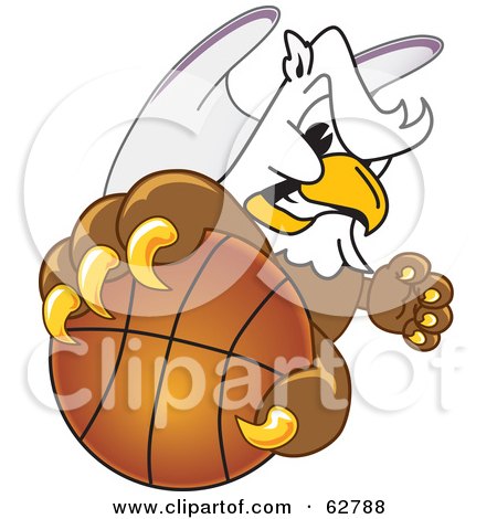 Royalty-Free (RF) Clipart Illustration of a Griffin Character School Mascot Grabbing a Basketball by Toons4Biz
