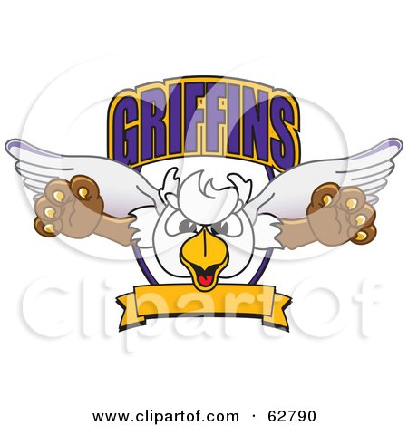 Royalty-Free (RF) Clipart Illustration of a Griffins Character School Mascot Logo by Mascot Junction