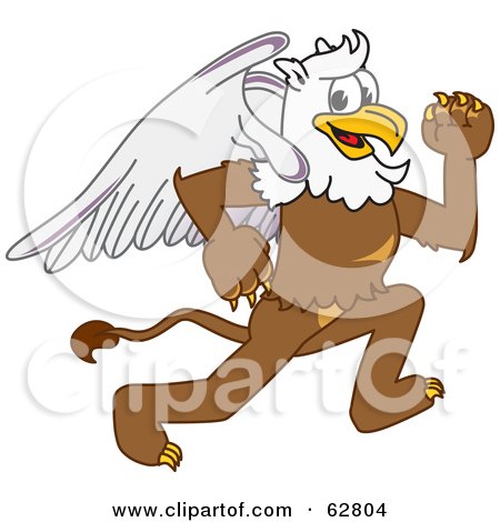 Royalty-Free (RF) Clipart Illustration of a Griffin Character School Mascot Running by Mascot Junction