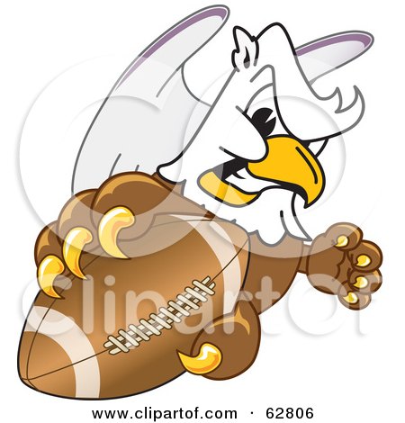 Royalty-Free (RF) Clipart Illustration of a Griffin Character School Mascot Grabbing a Football by Toons4Biz