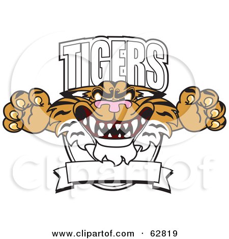 Royalty-Free (RF) Clipart Illustration of a Tigers Character School Mascot Logo by Mascot Junction