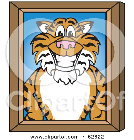 Royalty-Free (RF) Clipart Illustration of a Tiger Character School Mascot Portrait by Mascot Junction
