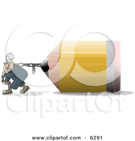 Man Pulling an Oversized Pencil Clipart Picture by djart