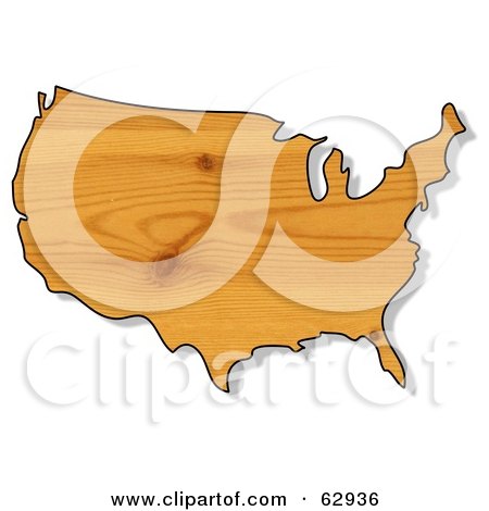 Royalty-Free (RF) Clipart Illustration of a Pine Wood Textured USA Map by djart