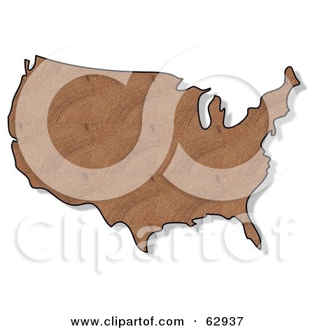Royalty-Free (RF) Clipart Illustration of a Cut Wood Textured USA Map by djart