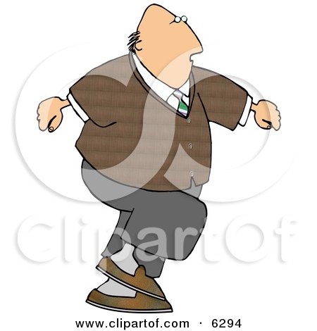 Overweight Bald Man Walking Clipart Picture by djart