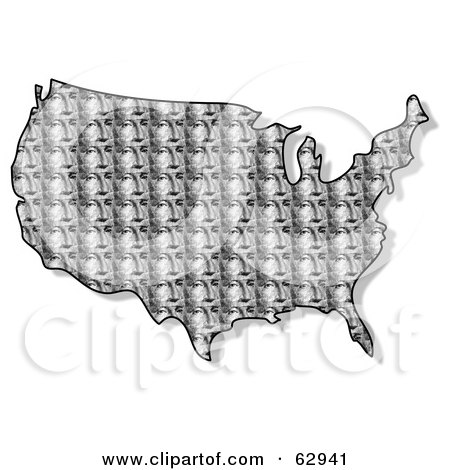 Royalty-Free (RF) Clipart Illustration of a George Washington Patterned USA Map by djart