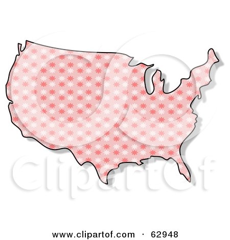Royalty-Free (RF) Clipart Illustration of a Pink Floral USA Map by djart