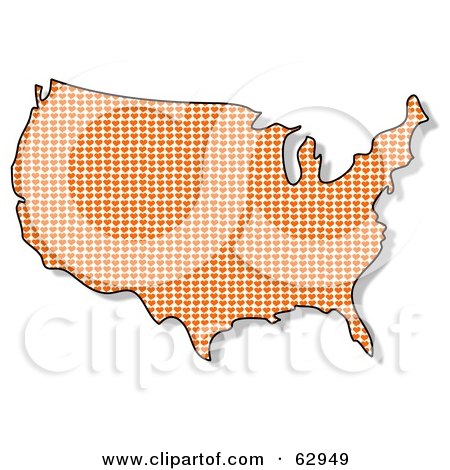 Royalty-Free (RF) Clipart Illustration of a Heart Patterned USA Map by djart