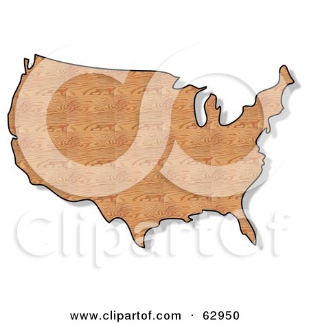 Royalty-Free (RF) Clipart Illustration of a Plywood Textured USA Map by djart