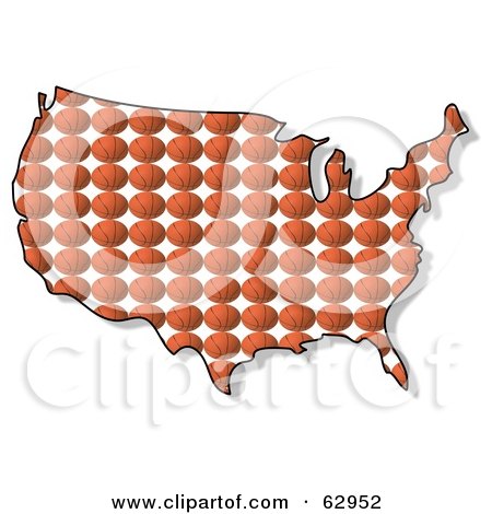 Royalty-Free (RF) Clipart Illustration of a Basketball Patterned USA Map by djart