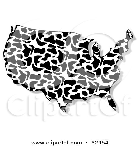 Royalty-Free (RF) Clipart Illustration of a Cow Spotted USA Map by djart