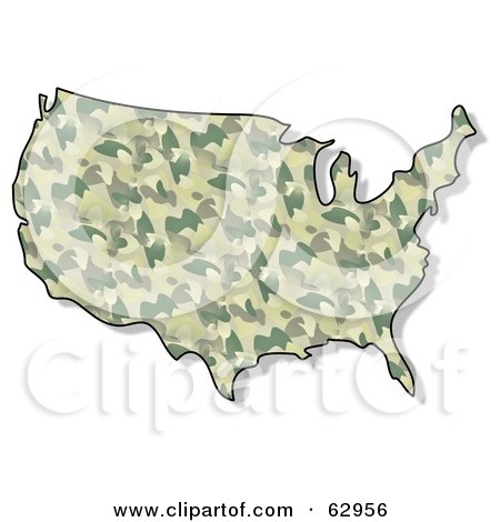 Royalty-Free (RF) Clipart Illustration of a Green Camouflage USA Map by djart