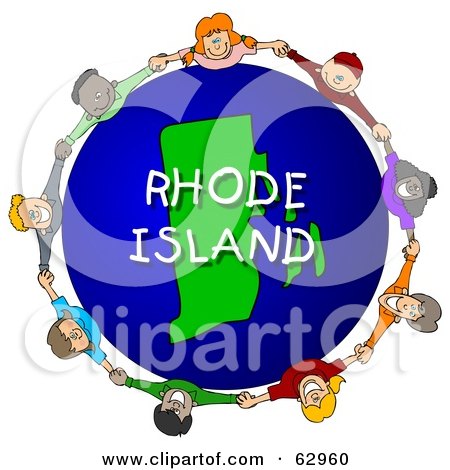Royalty-Free (RF) Clipart Illustration of Children Holding Hands In A Circle Around A Rhode Island Globe by djart