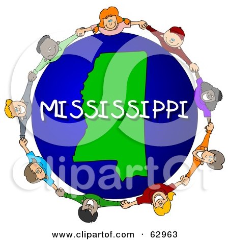 Royalty-Free (RF) Clipart Illustration of Children Holding Hands In A Circle Around A Mississippi Globe by djart